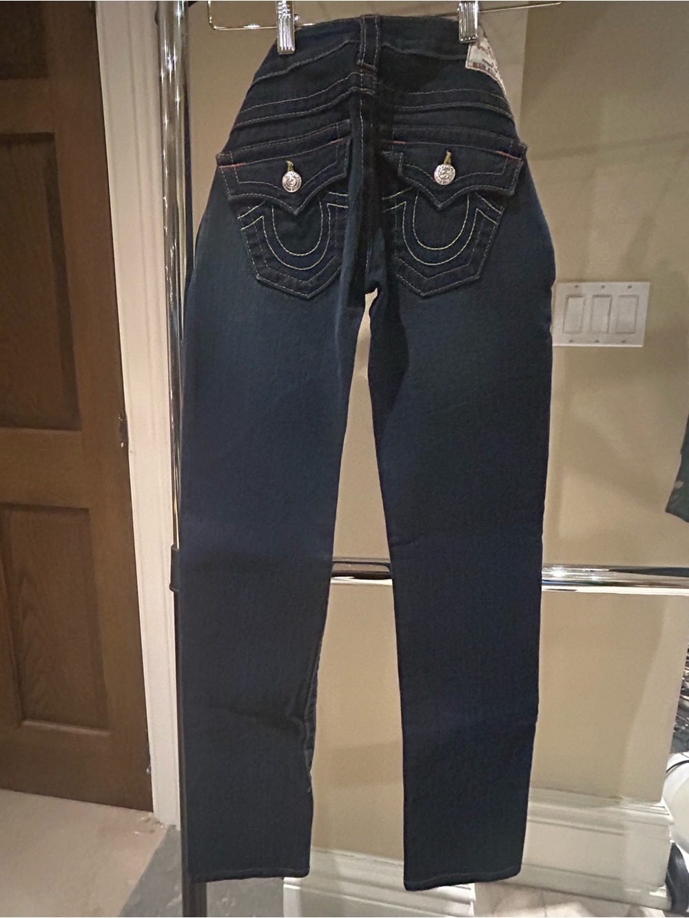 True Religion Women's Straight Leg Jeans in Dark Blue - Picture 2 of 3
